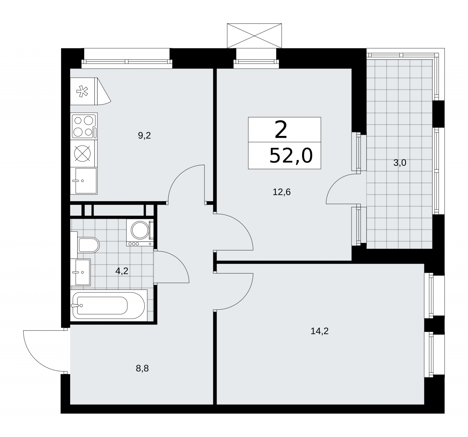 1-комнатная квартира (Студия) в ЖК Скандинавия на 12 этаже в 1 секции. Сдача в 1 кв. 2026 г.