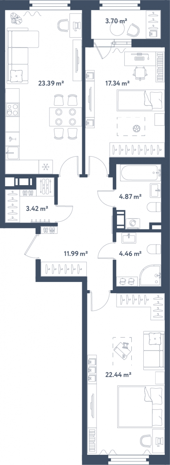 1-комнатная квартира с отделкой в ЖК GloraX Aura Белорусская на 8 этаже в 1 секции. Сдача в 3 кв. 2024 г.