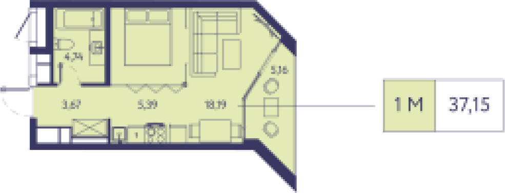 1-комнатная квартира с отделкой в ЖК Преображенский на 2 этаже в 4 секции. Сдача в 3 кв. 2026 г.