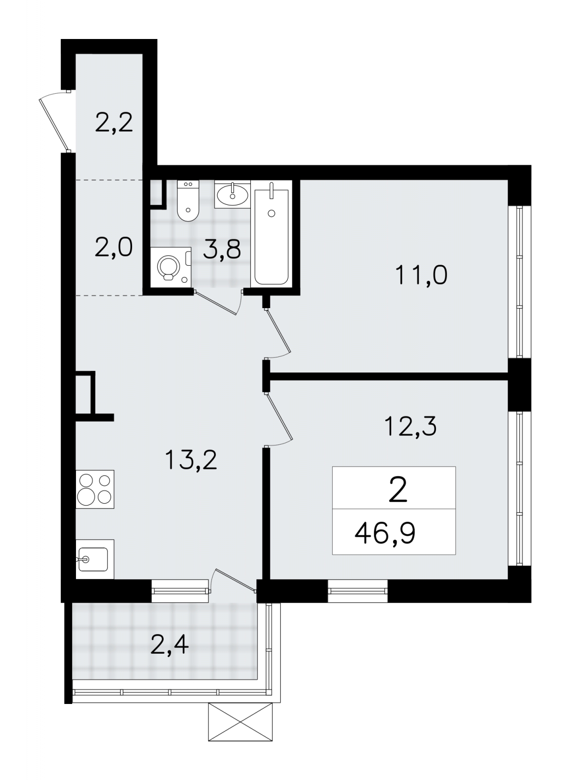 1-комнатная квартира (Студия) в ЖК Приморский квартал на 23 этаже в 2 секции. Сдача в 2 кв. 2025 г.