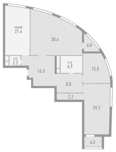 2-комнатная квартира в ЖК Розмарин на 8 этаже в 7 секции. Дом сдан.