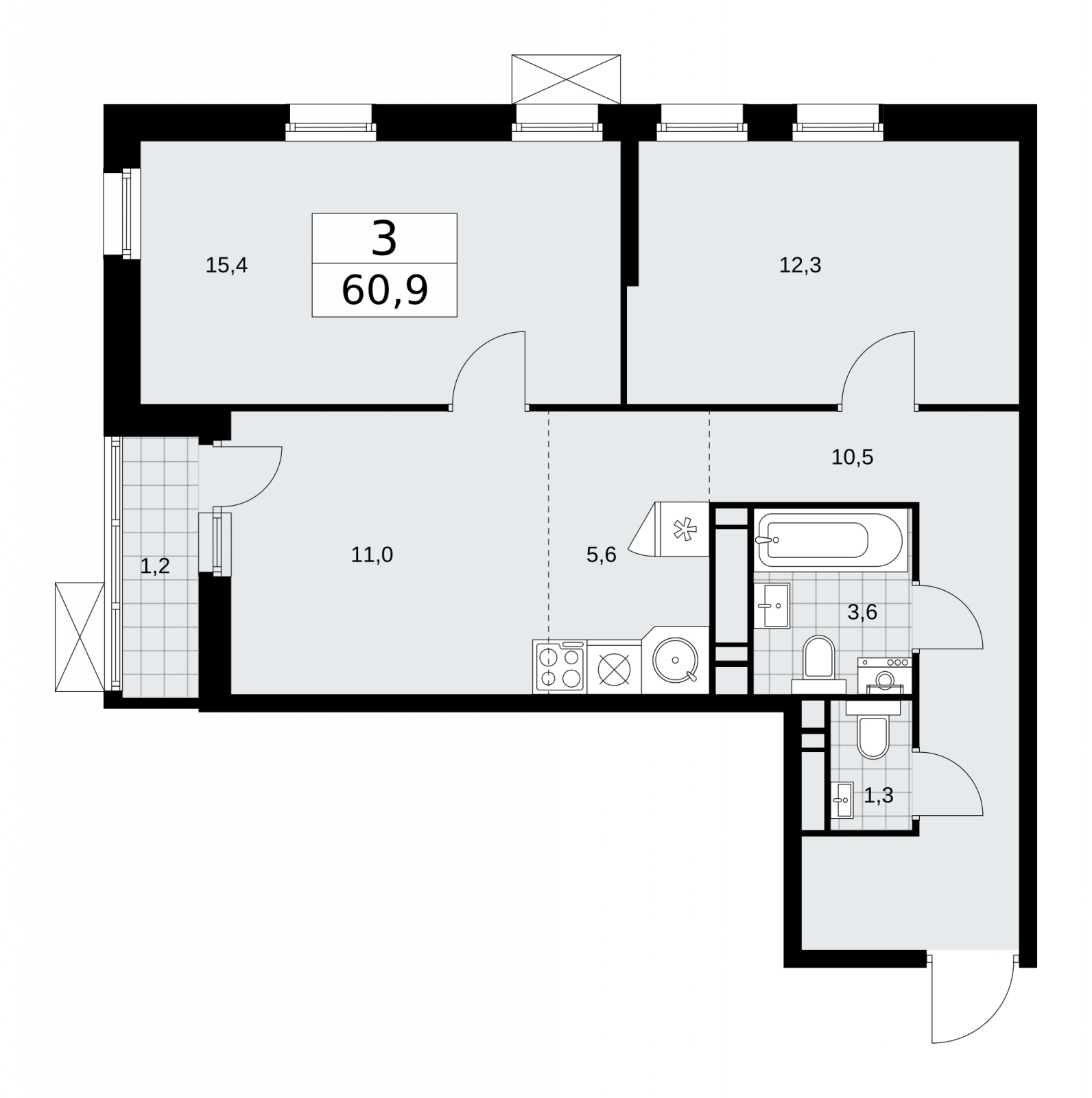 2-комнатная квартира в ЖК Скандинавия на 16 этаже в 1 секции. Сдача в 1 кв. 2026 г.