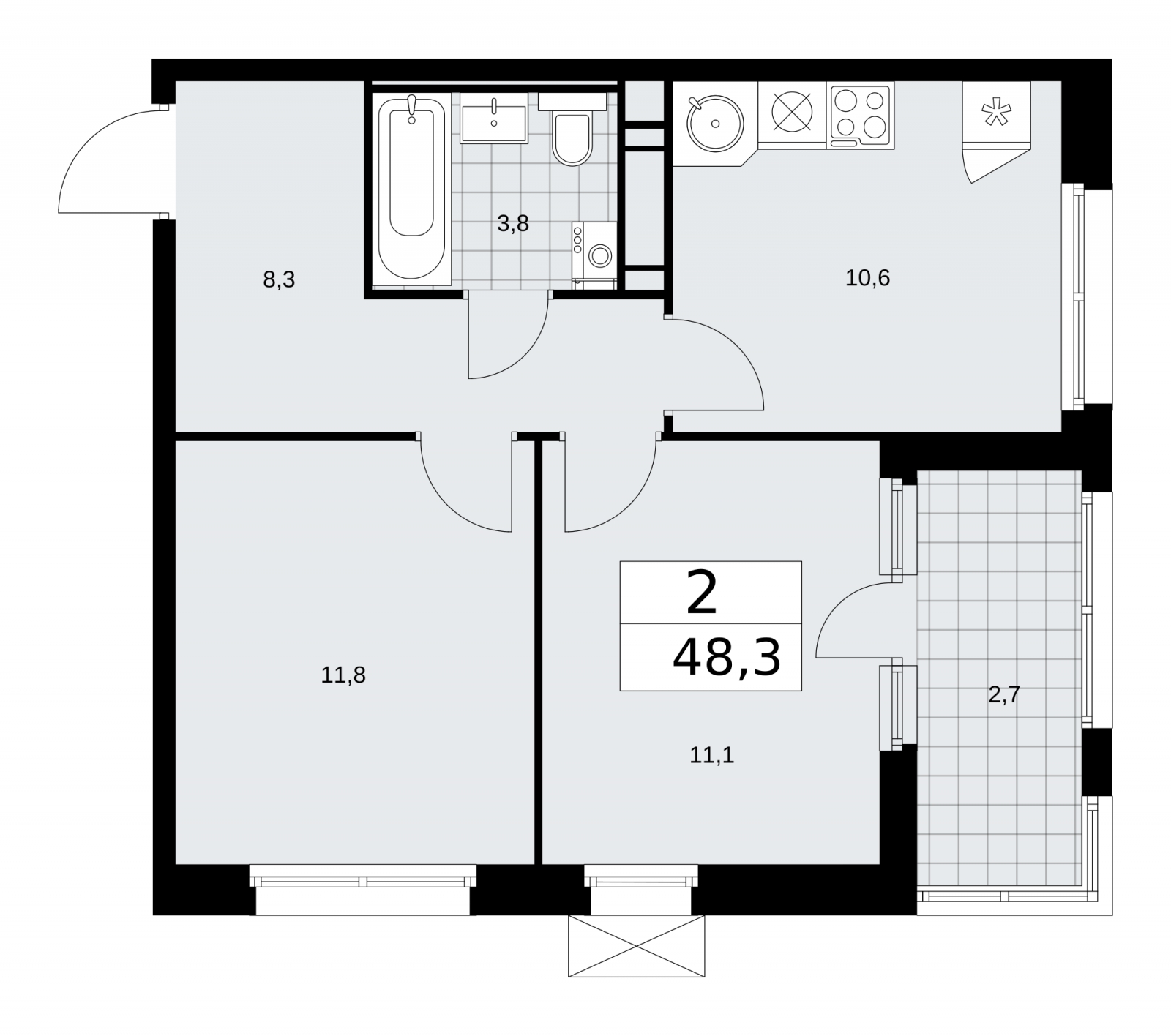 2-комнатная квартира с отделкой в ЖК Скандинавия на 14 этаже в 1 секции. Сдача в 2 кв. 2026 г.