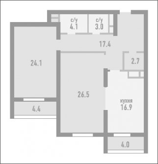 2-комнатная квартира в ЖК Розмарин на 23 этаже в 4 секции. Дом сдан.