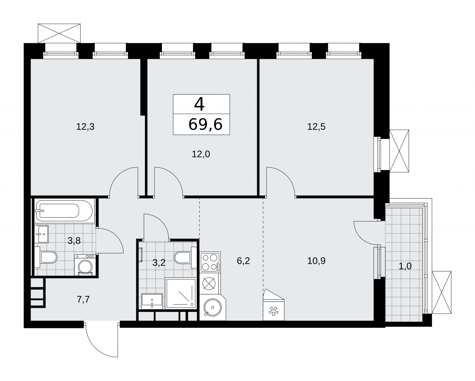 1-комнатная квартира в ЖК Скандинавия на 16 этаже в 1 секции. Сдача в 1 кв. 2026 г.