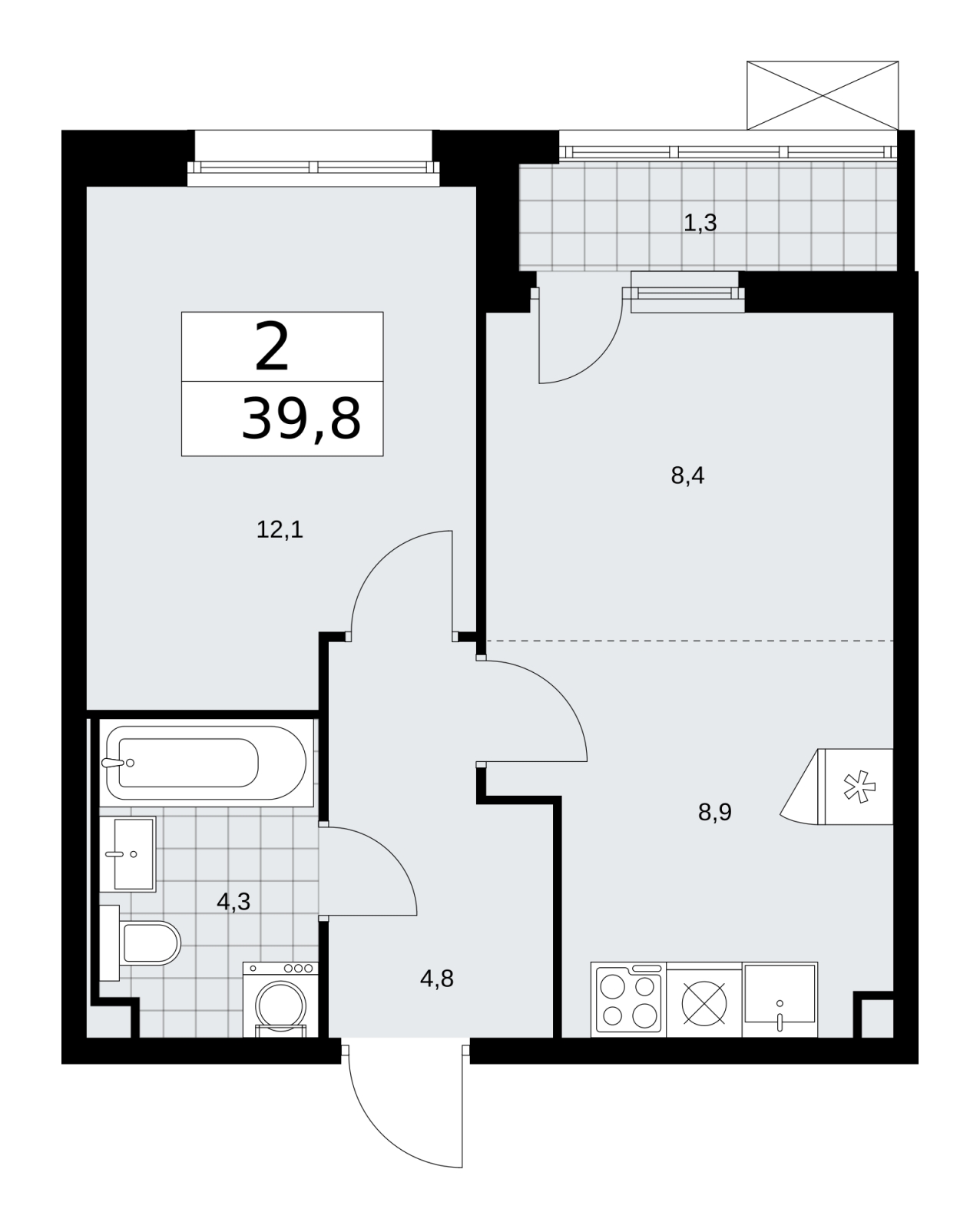 4-комнатная квартира с отделкой в ЖК Скандинавия на 14 этаже в 1 секции. Сдача в 2 кв. 2026 г.