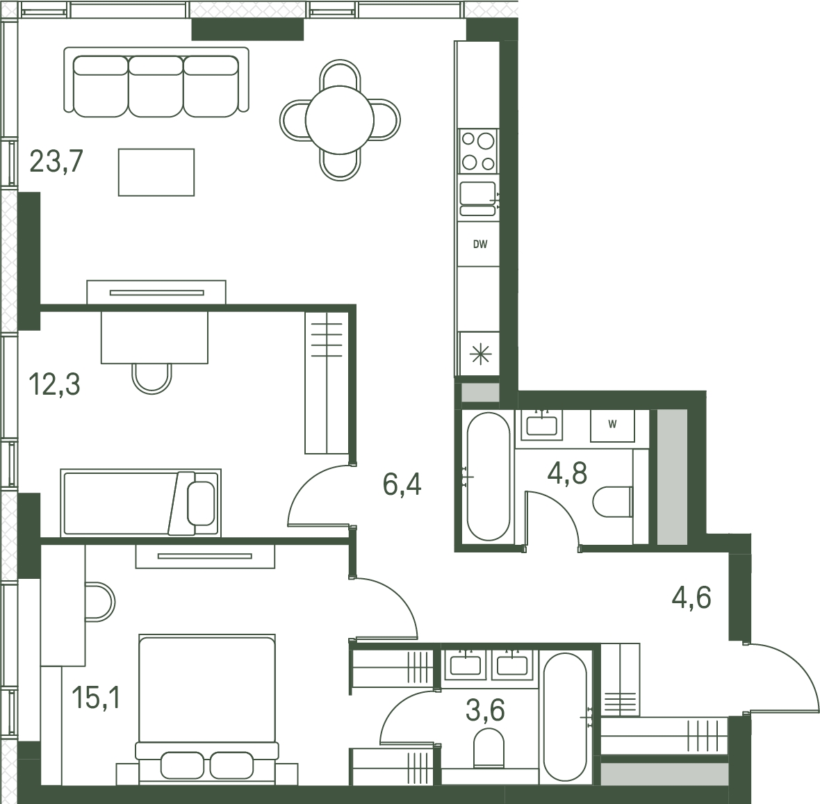 2-комнатная квартира в ЖК Приморский квартал на 7 этаже в 4 секции. Сдача в 2 кв. 2025 г.
