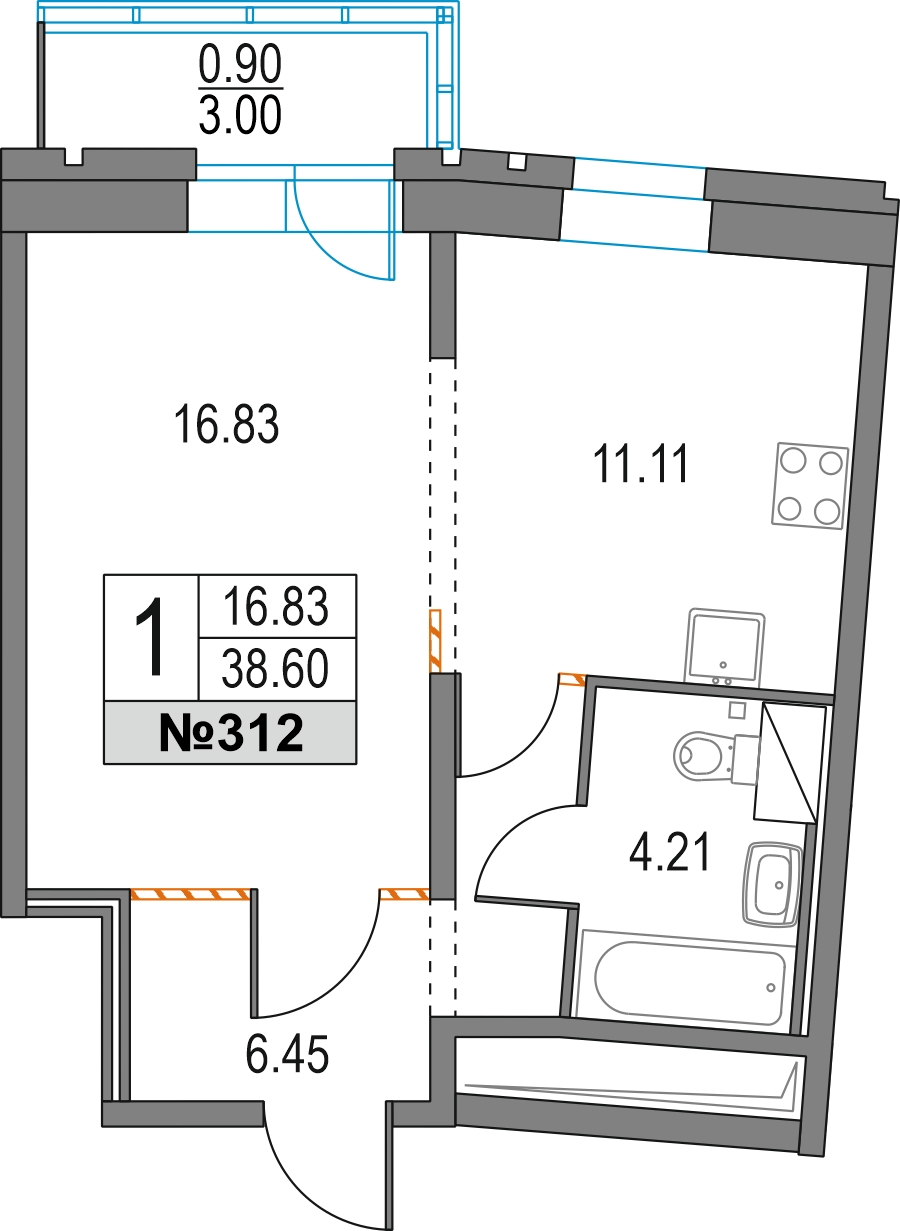 2-комнатная квартира с отделкой в ЖК Зеленая Вертикаль на 22 этаже в 1 секции. Сдача в 1 кв. 2023 г.