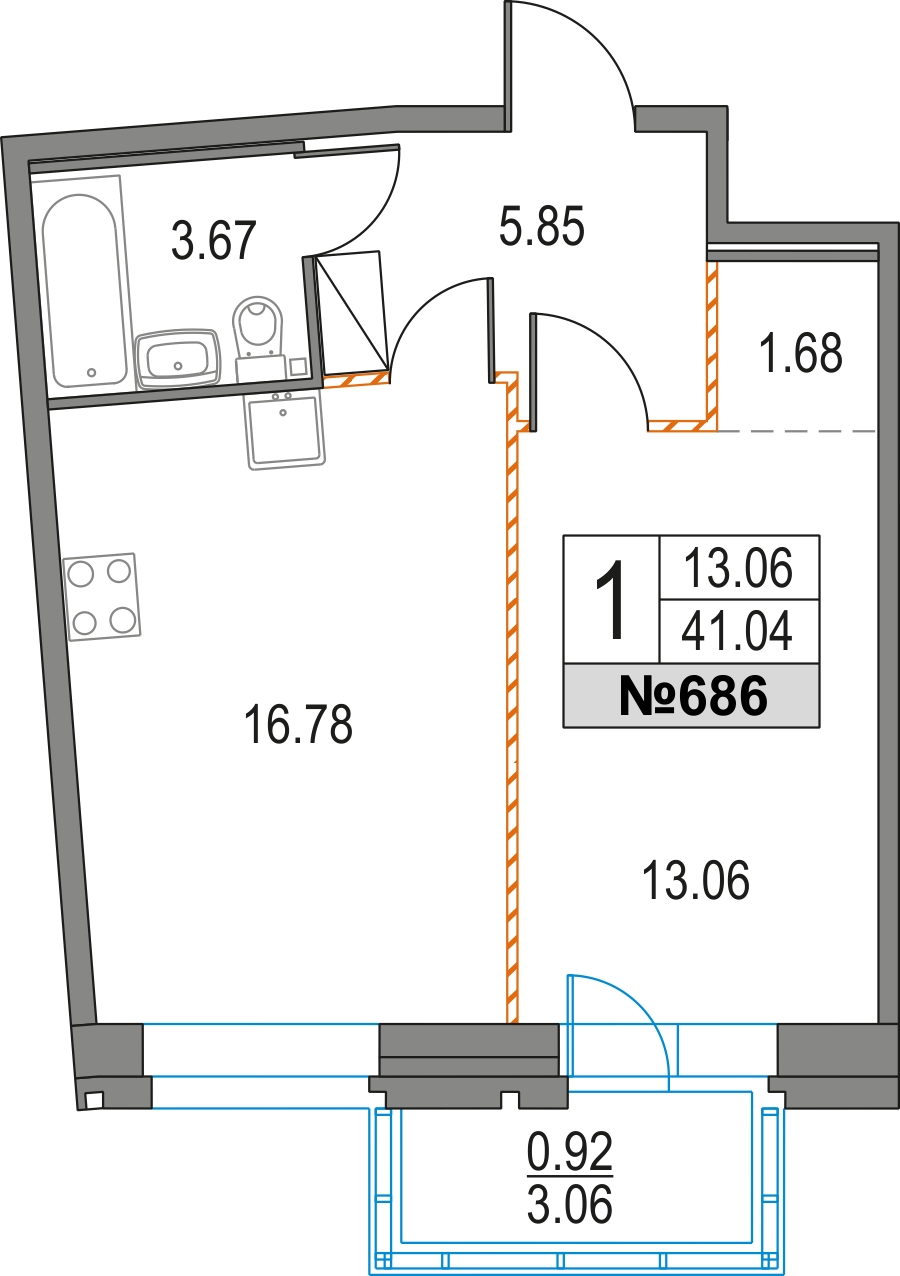 3-комнатная квартира в ЖК Приморский квартал на 5 этаже в 3 секции. Сдача в 2 кв. 2025 г.
