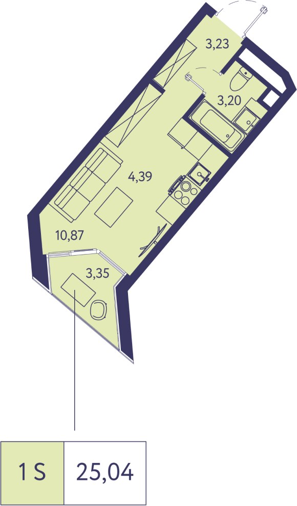 1-комнатная квартира (Студия) с отделкой в ЖК А101 Всеволожск на 3 этаже в 2 секции. Сдача в 3 кв. 2025 г.