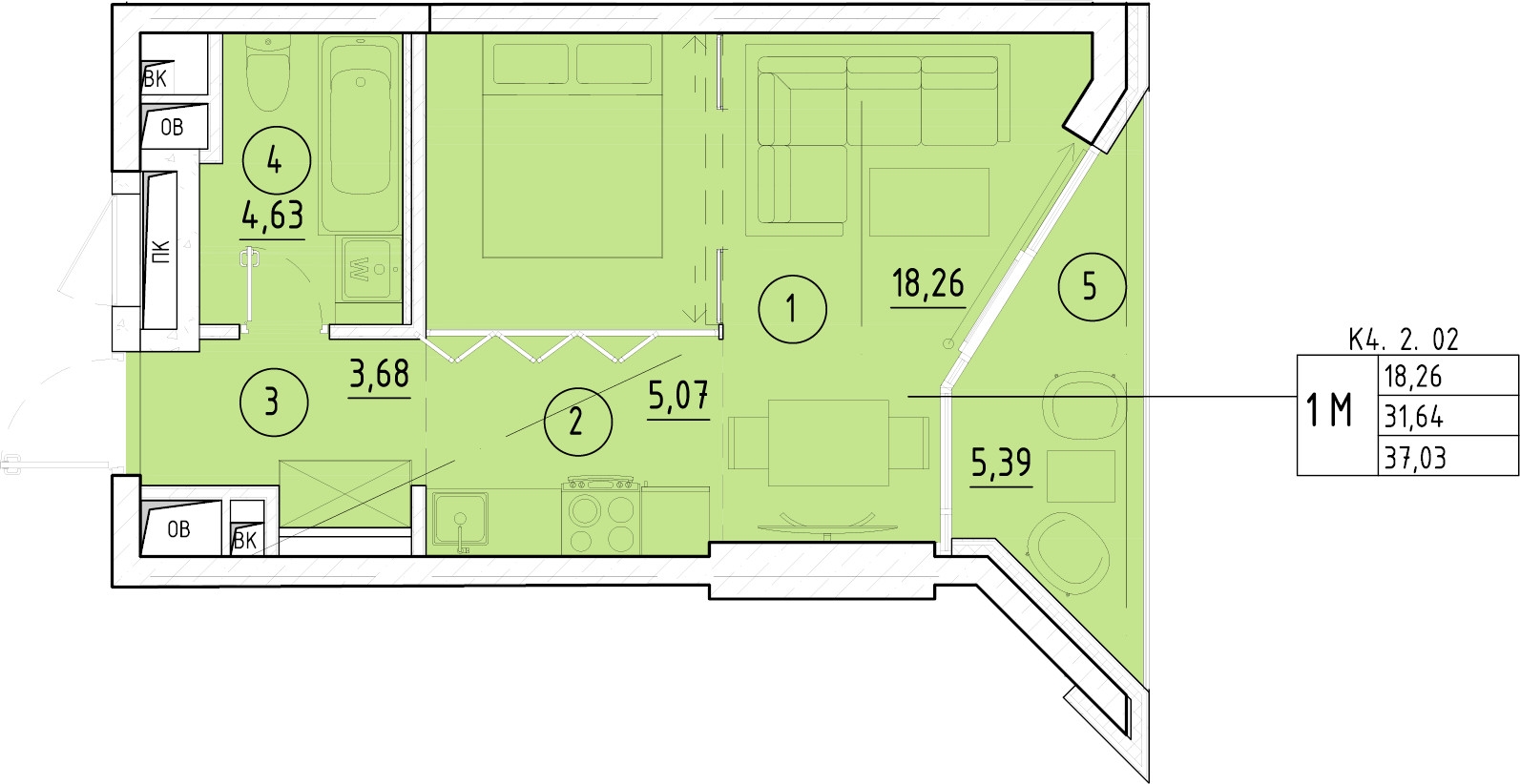 2-комнатная квартира в ЖК Родные кварталы на 7 этаже в 5 секции. Сдача в 3 кв. 2026 г.