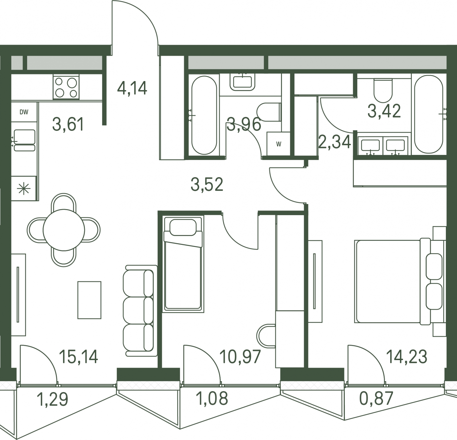 2-комнатная квартира в ЖК Приморский квартал на 9 этаже в 3 секции. Сдача в 2 кв. 2025 г.