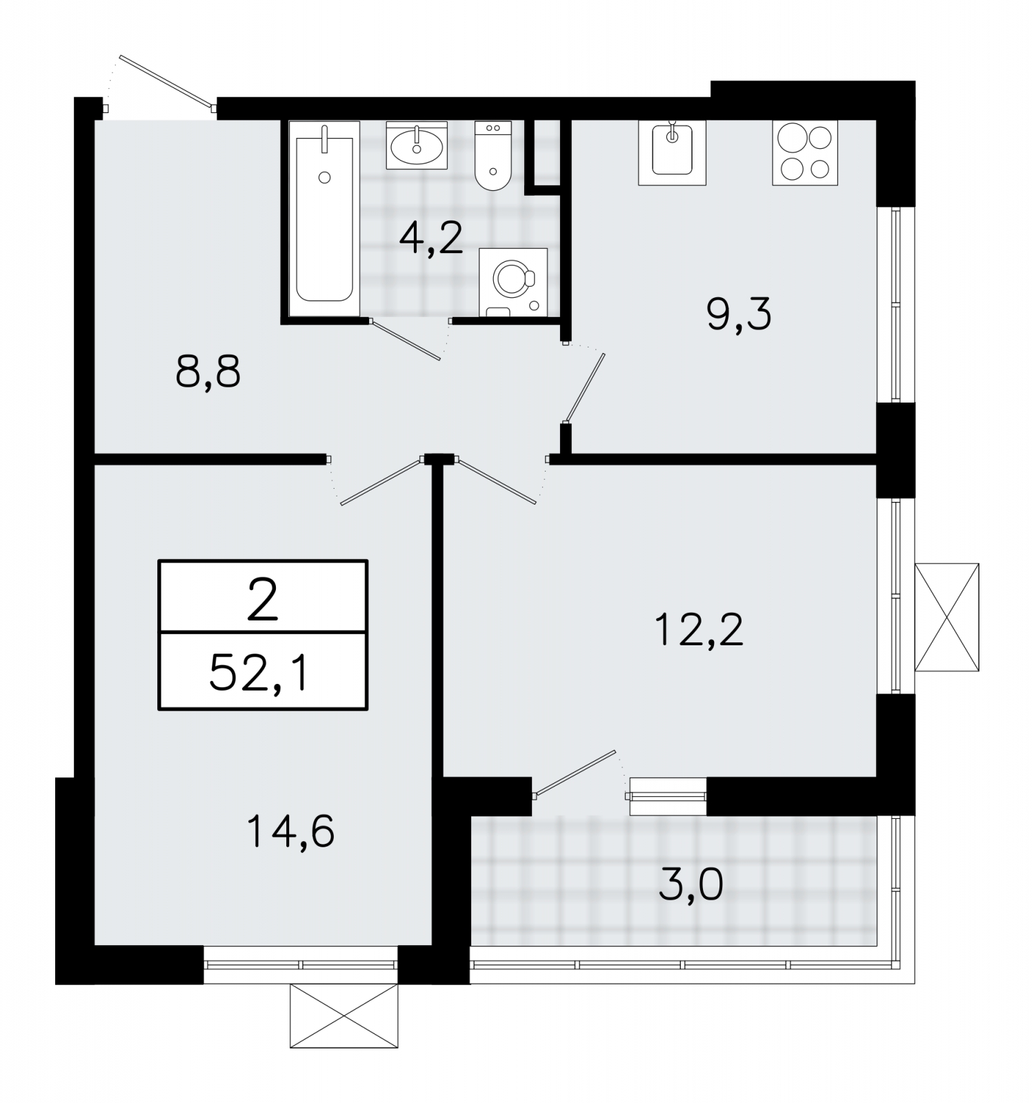 1-комнатная квартира (Студия) в ЖК Приморский квартал на 14 этаже в 4 секции. Сдача в 2 кв. 2025 г.