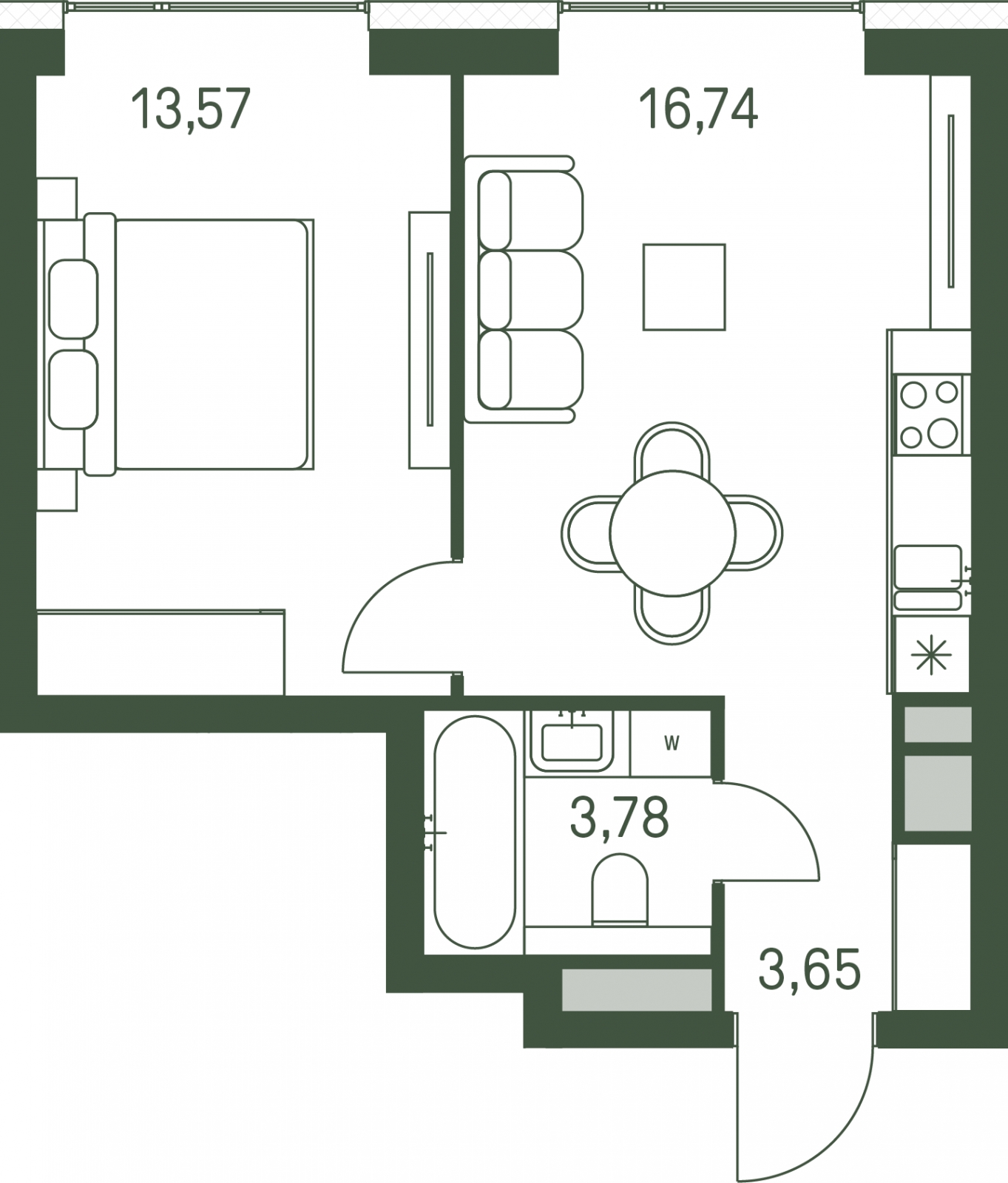 1-комнатная квартира в ЖК Приморский квартал на 4 этаже в 7 секции. Сдача в 2 кв. 2025 г.
