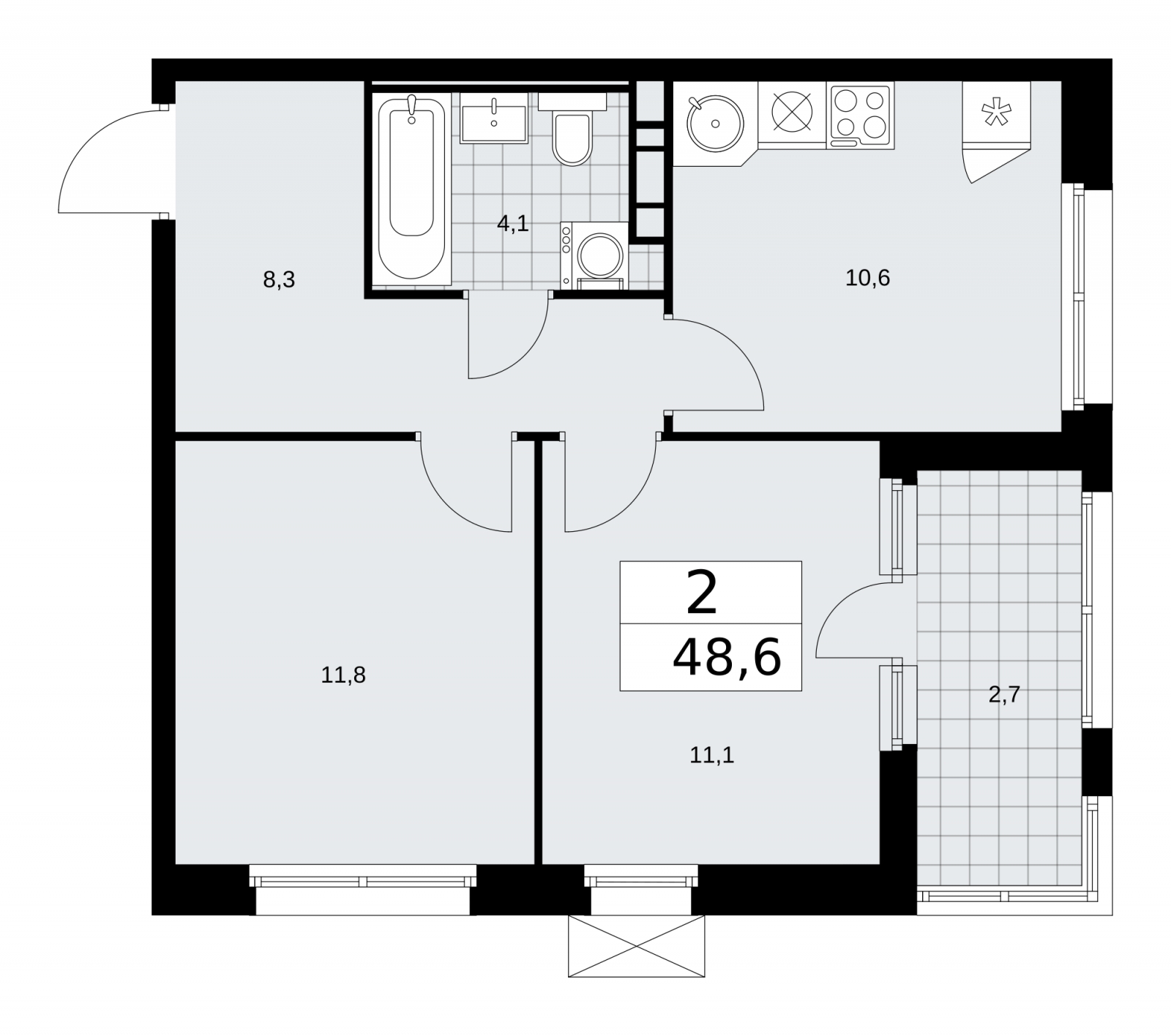 1-комнатная квартира (Студия) с отделкой в ЖК Скандинавия на 5 этаже в 1 секции. Сдача в 2 кв. 2026 г.