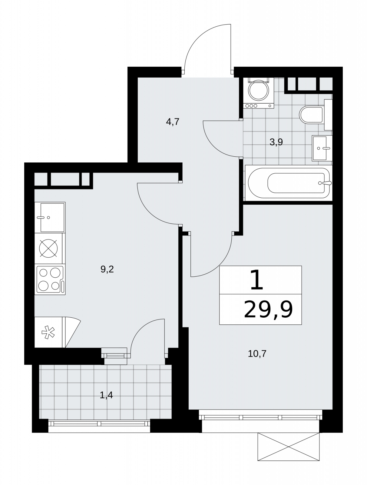 1-комнатная квартира (Студия) с отделкой в ЖК Скандинавия на 11 этаже в 1 секции. Сдача в 2 кв. 2026 г.