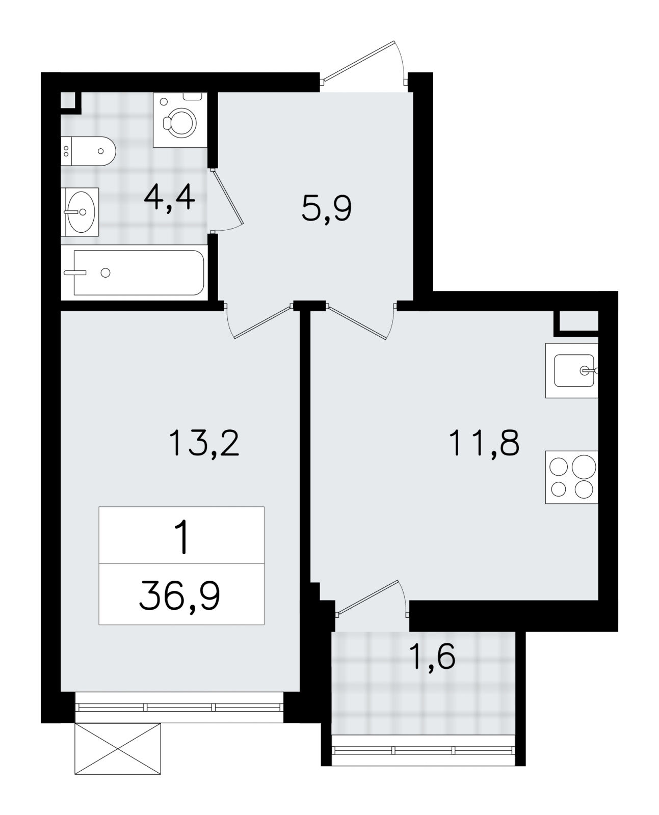 2-комнатная квартира в ЖК Родные кварталы на 5 этаже в 9 секции. Сдача в 3 кв. 2026 г.