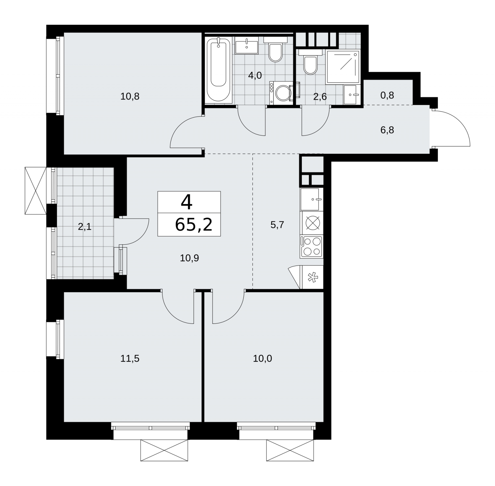 4-комнатная квартира с отделкой в ЖК Скандинавия на 5 этаже в 1 секции. Сдача в 2 кв. 2026 г.