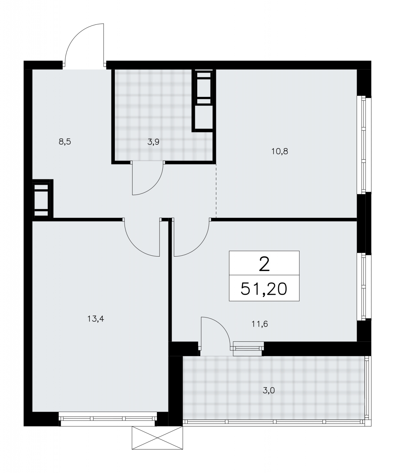 2-комнатная квартира в ЖК А101 Лаголово на 7 этаже в 1 секции. Сдача в 3 кв. 2025 г.