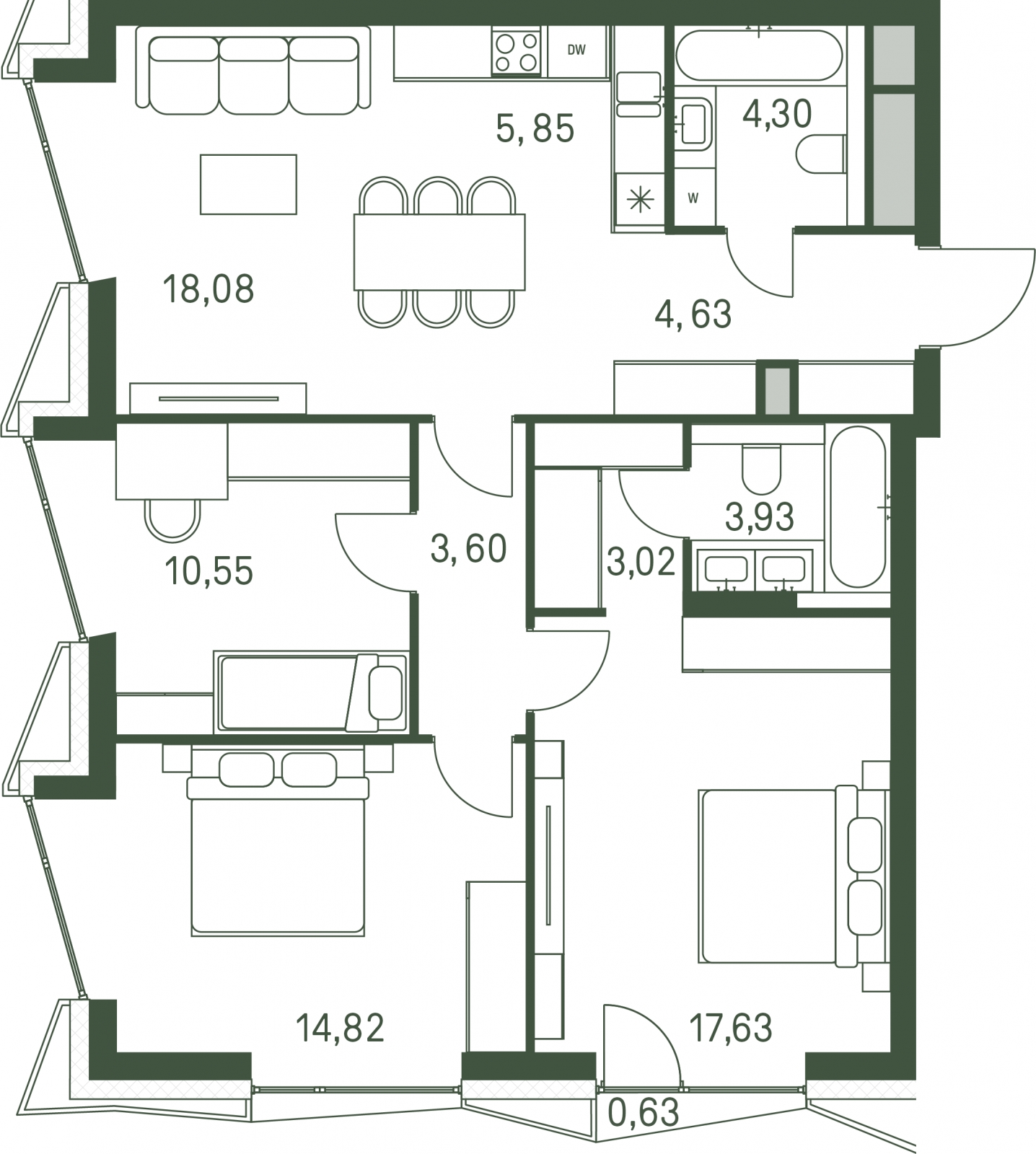 1-комнатная квартира с отделкой в ЖК Новая Ливадия на 13 этаже в 1 секции. Сдача в 1 кв. 2026 г.