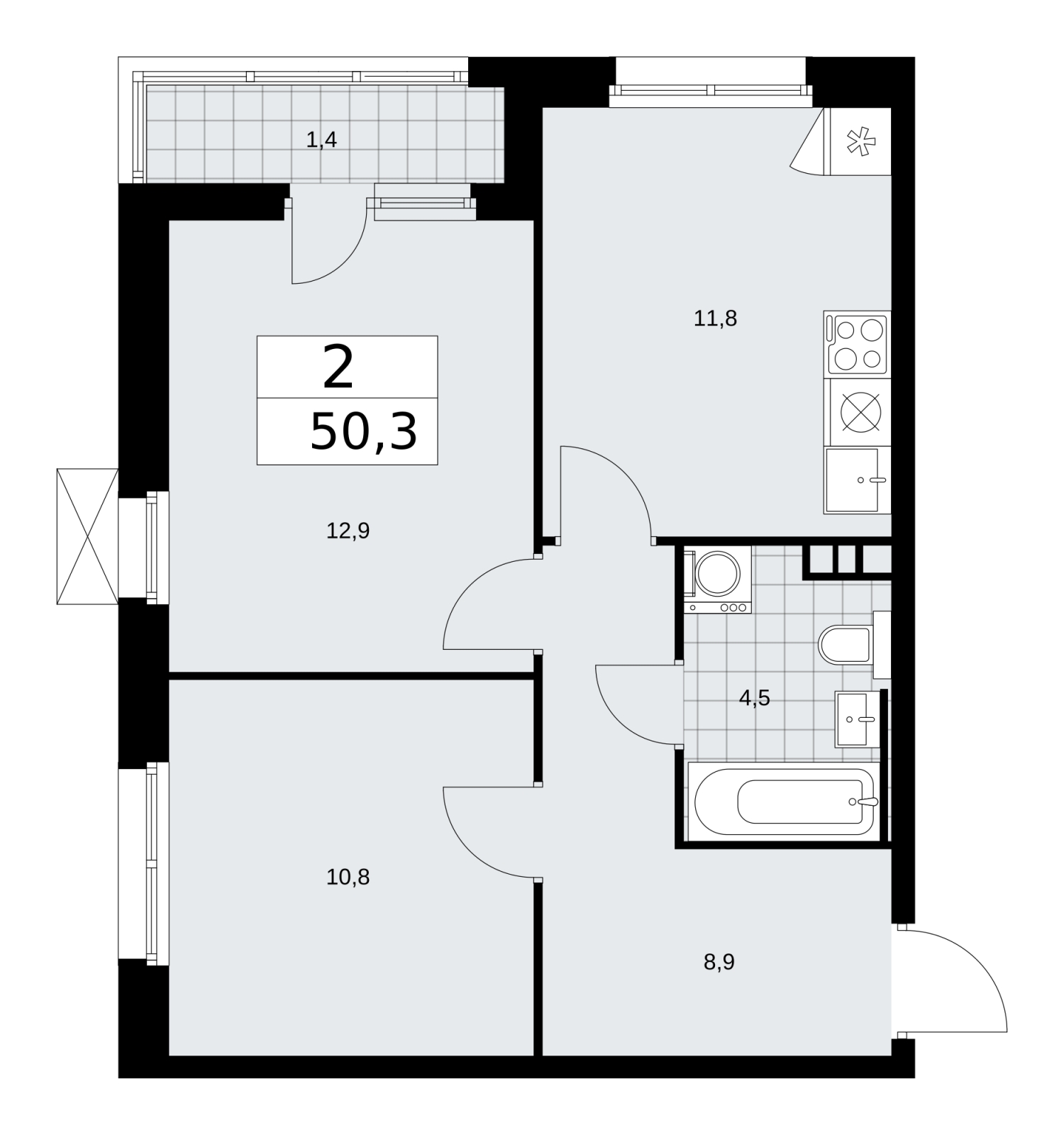 2-комнатная квартира с отделкой в ЖК Скандинавия на 8 этаже в 1 секции. Сдача в 2 кв. 2026 г.