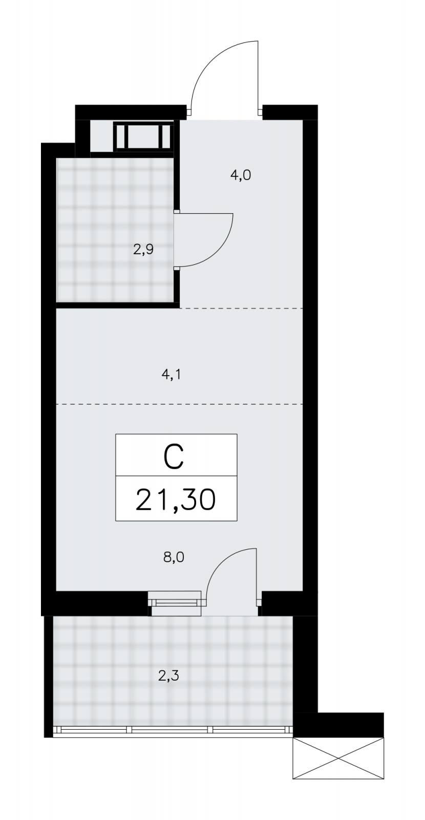1-комнатная квартира (Студия) с отделкой в ЖК А101 Лаголово на 8 этаже в 1 секции. Сдача в 3 кв. 2025 г.