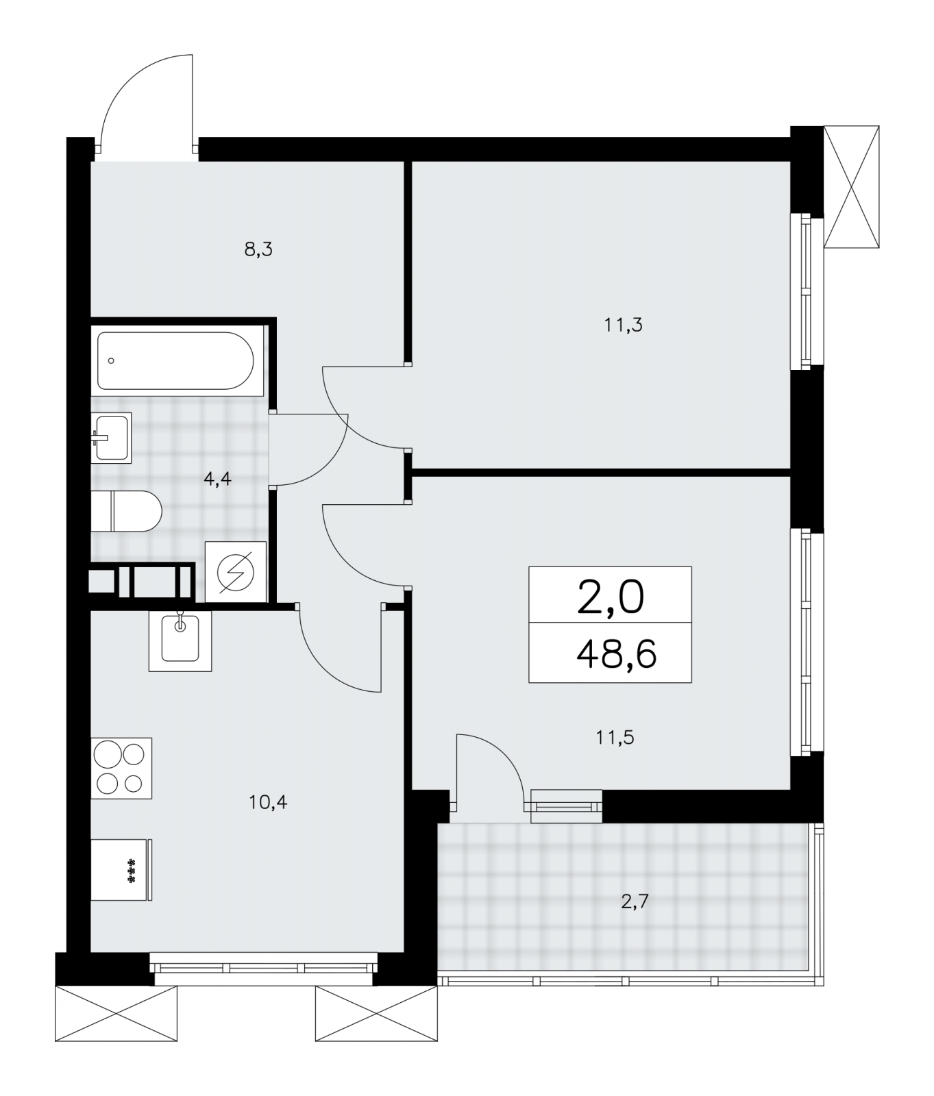 2-комнатная квартира с отделкой в ЖК Родные кварталы на 8 этаже в 4 секции. Сдача в 4 кв. 2026 г.
