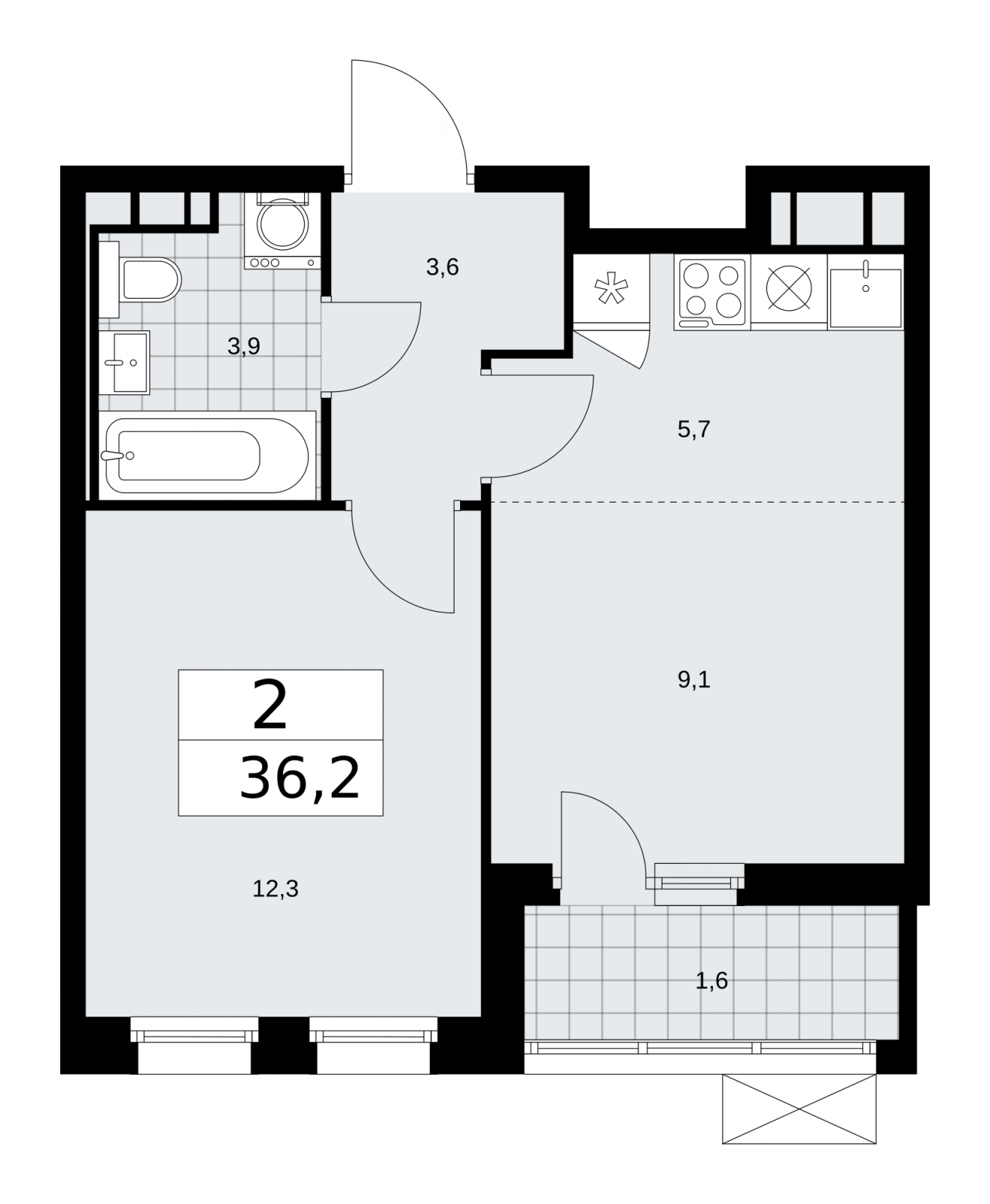 2-комнатная квартира в ЖК Сколково Парк на 8 этаже в А2 секции. Дом сдан.