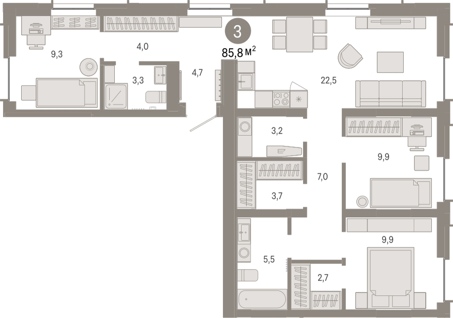 1-комнатная квартира (Студия) в ЖК Приморский квартал на 13 этаже в 4 секции. Сдача в 2 кв. 2025 г.