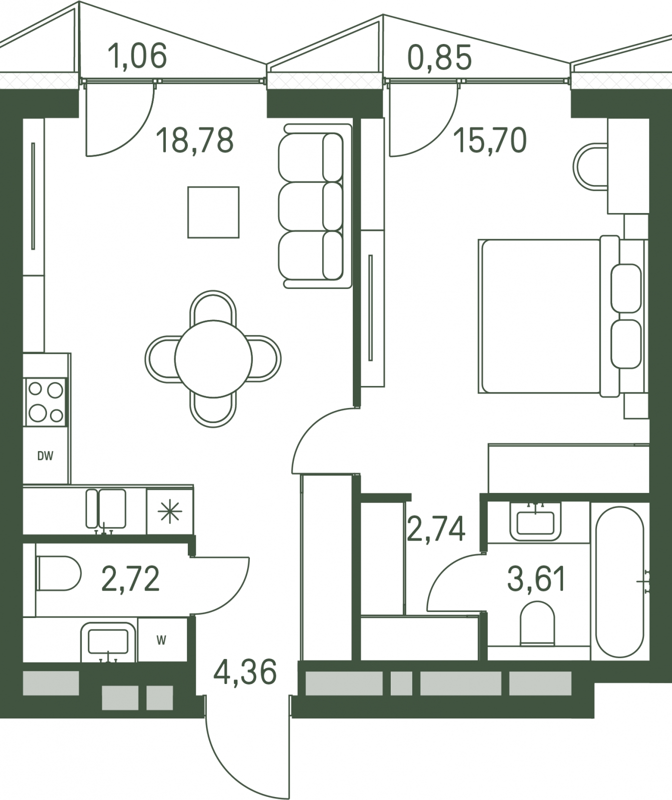 2-комнатная квартира в ЖК Остров на 11 этаже в 1 секции. Сдача в 2 кв. 2024 г.