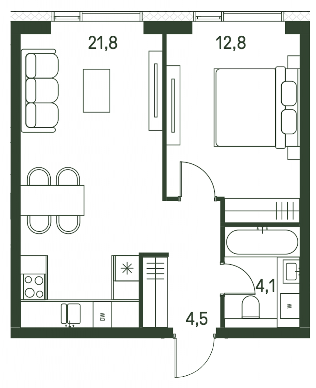 2-комнатная квартира с отделкой в ЖК Остров на 21 этаже в 1 секции. Сдача в 2 кв. 2024 г.