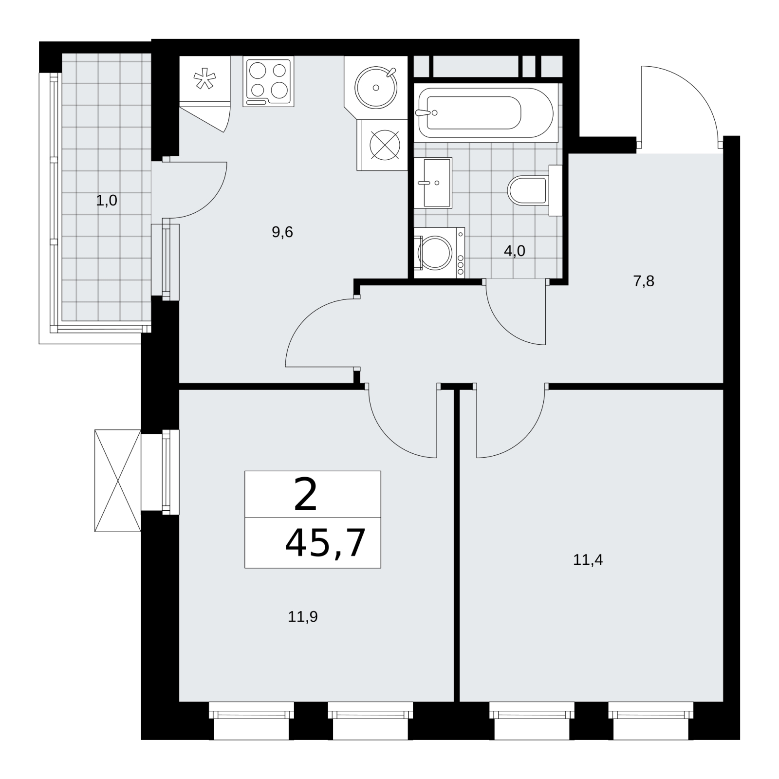 2-комнатная квартира с отделкой в ЖК Сколково Парк на 7 этаже в А секции. Дом сдан.