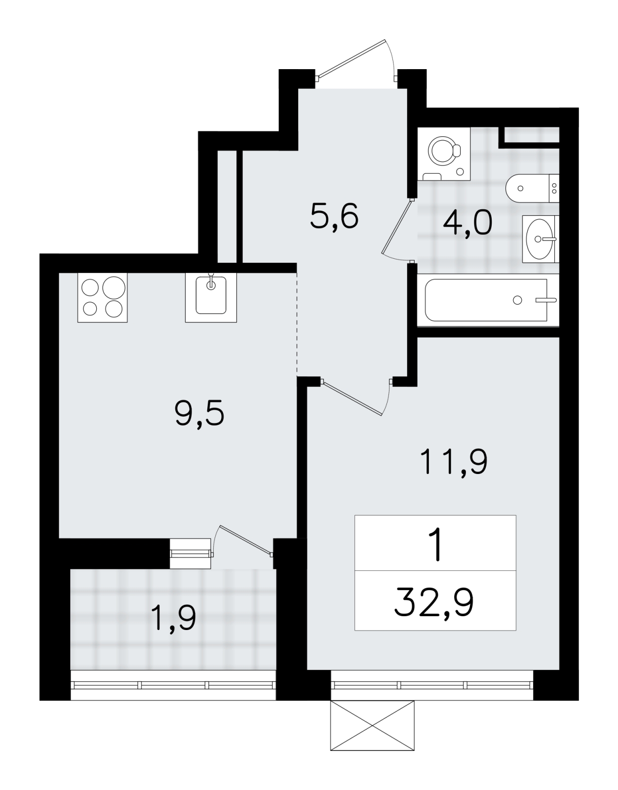 1-комнатная квартира с отделкой в ЖК Преображенский на 6 этаже в 4 секции. Сдача в 3 кв. 2026 г.