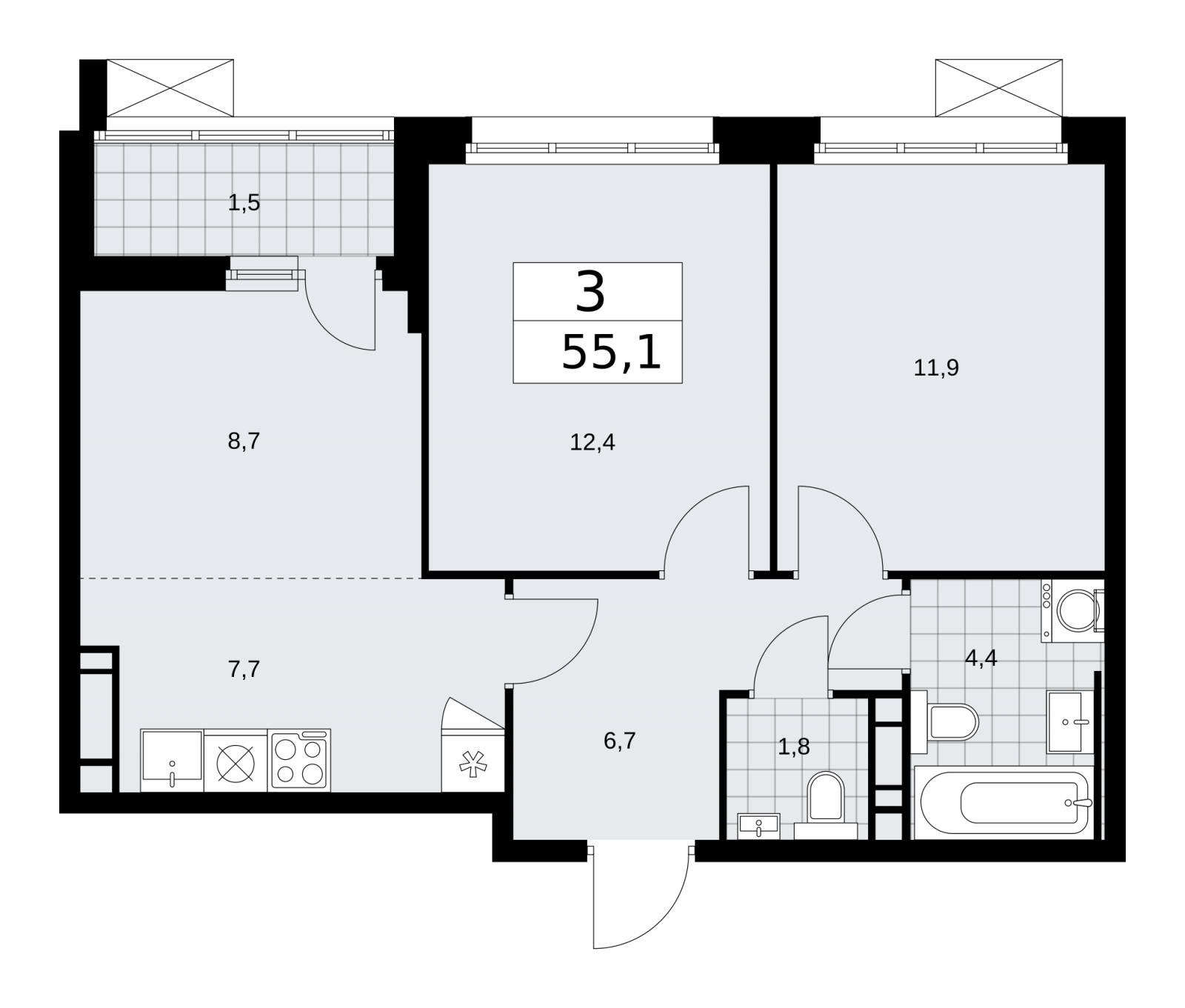 1-комнатная квартира в ЖК Скандинавия на 16 этаже в 1 секции. Сдача в 4 кв. 2024 г.