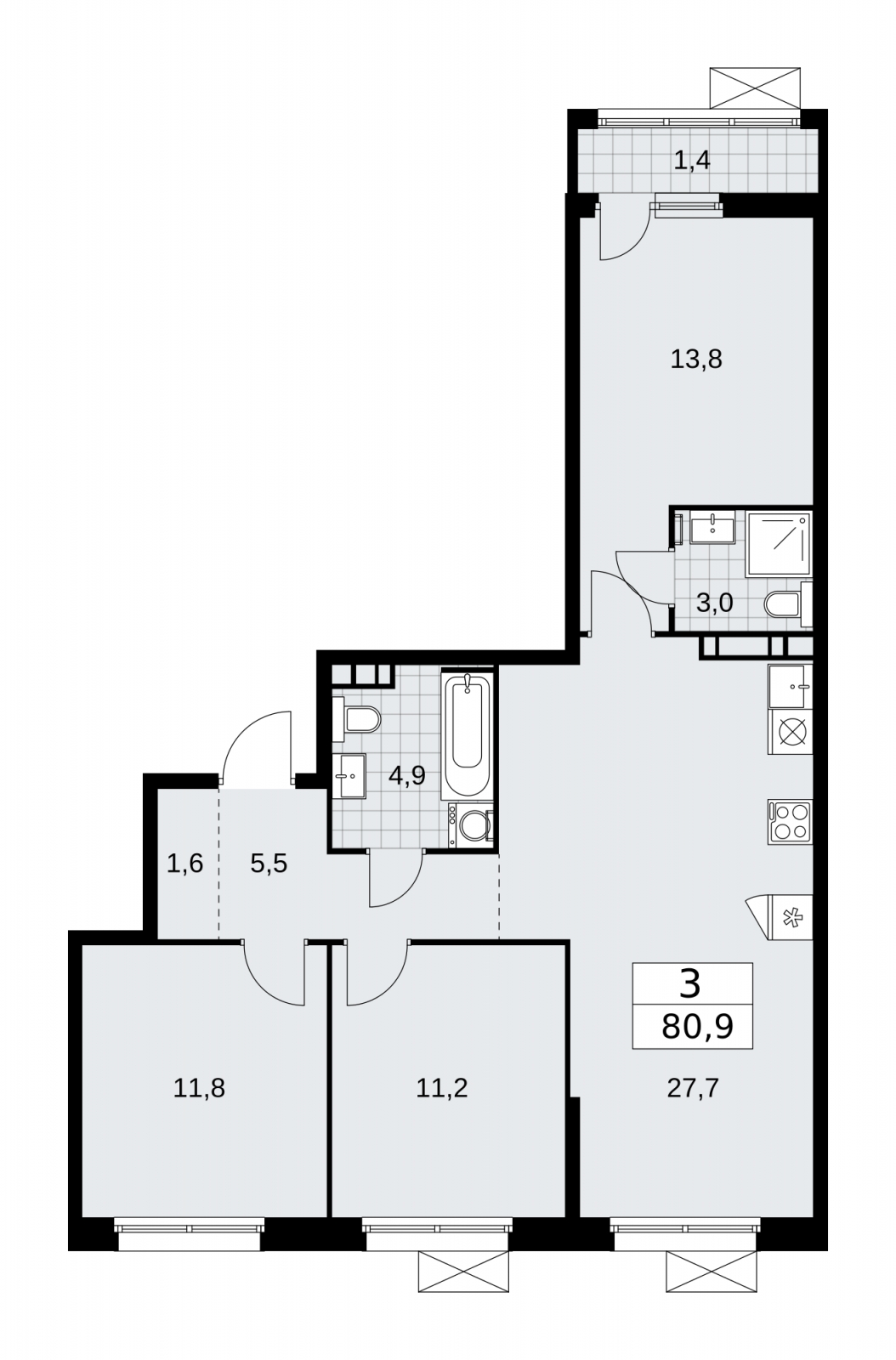 1-комнатная квартира с отделкой в ЖК Скандинавия на 7 этаже в 1 секции. Сдача в 2 кв. 2026 г.