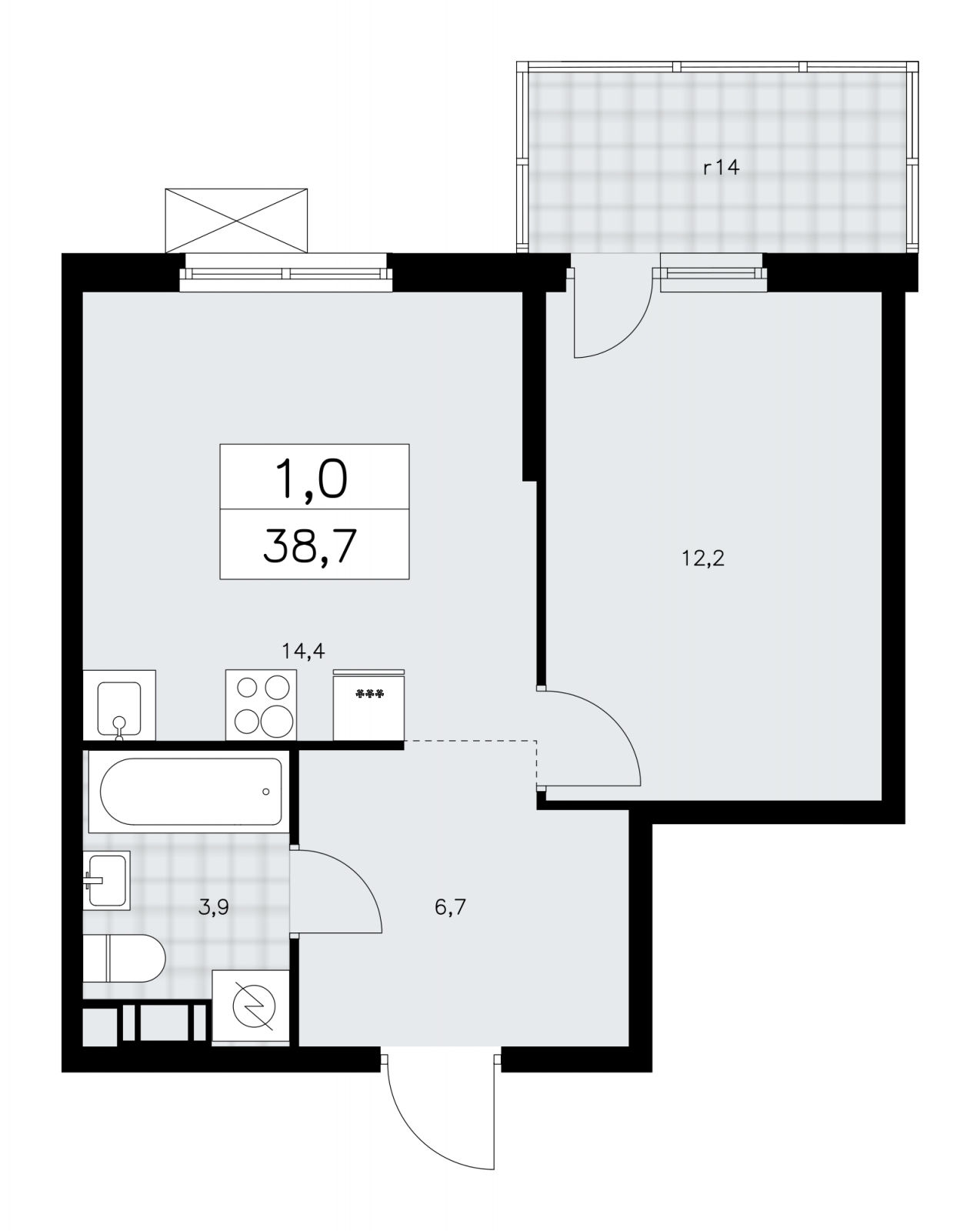 1-комнатная квартира (Студия) в ЖК А101 Всеволожск на 8 этаже в 1 секции. Сдача в 3 кв. 2025 г.