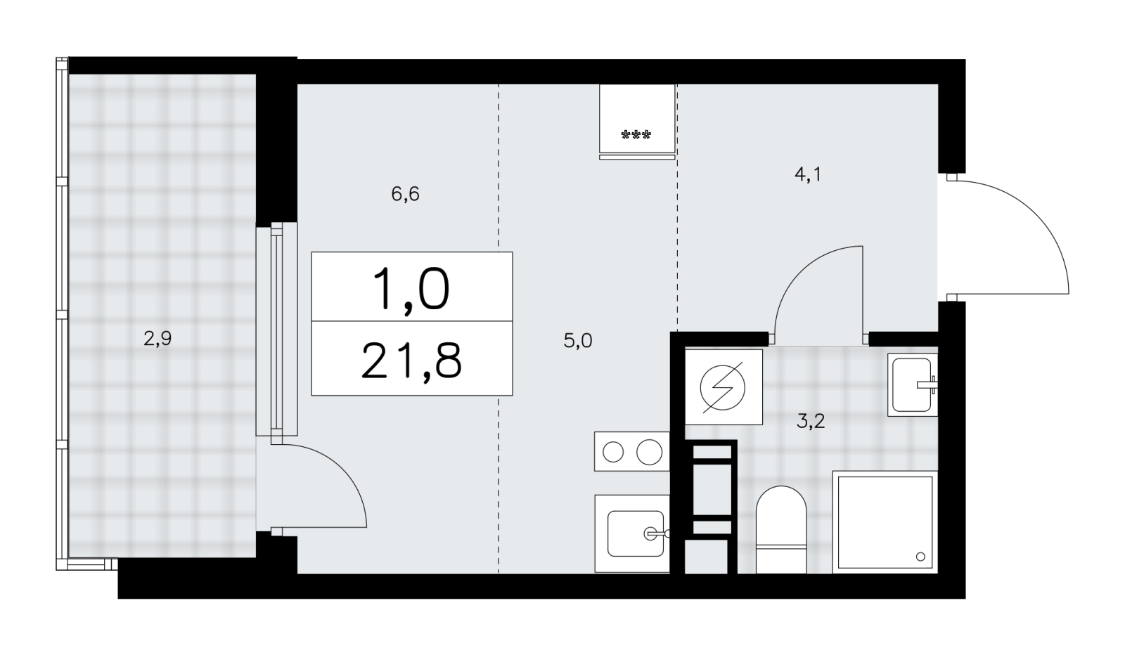 1-комнатная квартира (Студия) с отделкой в ЖК А101 Лаголово на 10 этаже в 1 секции. Сдача в 1 кв. 2026 г.