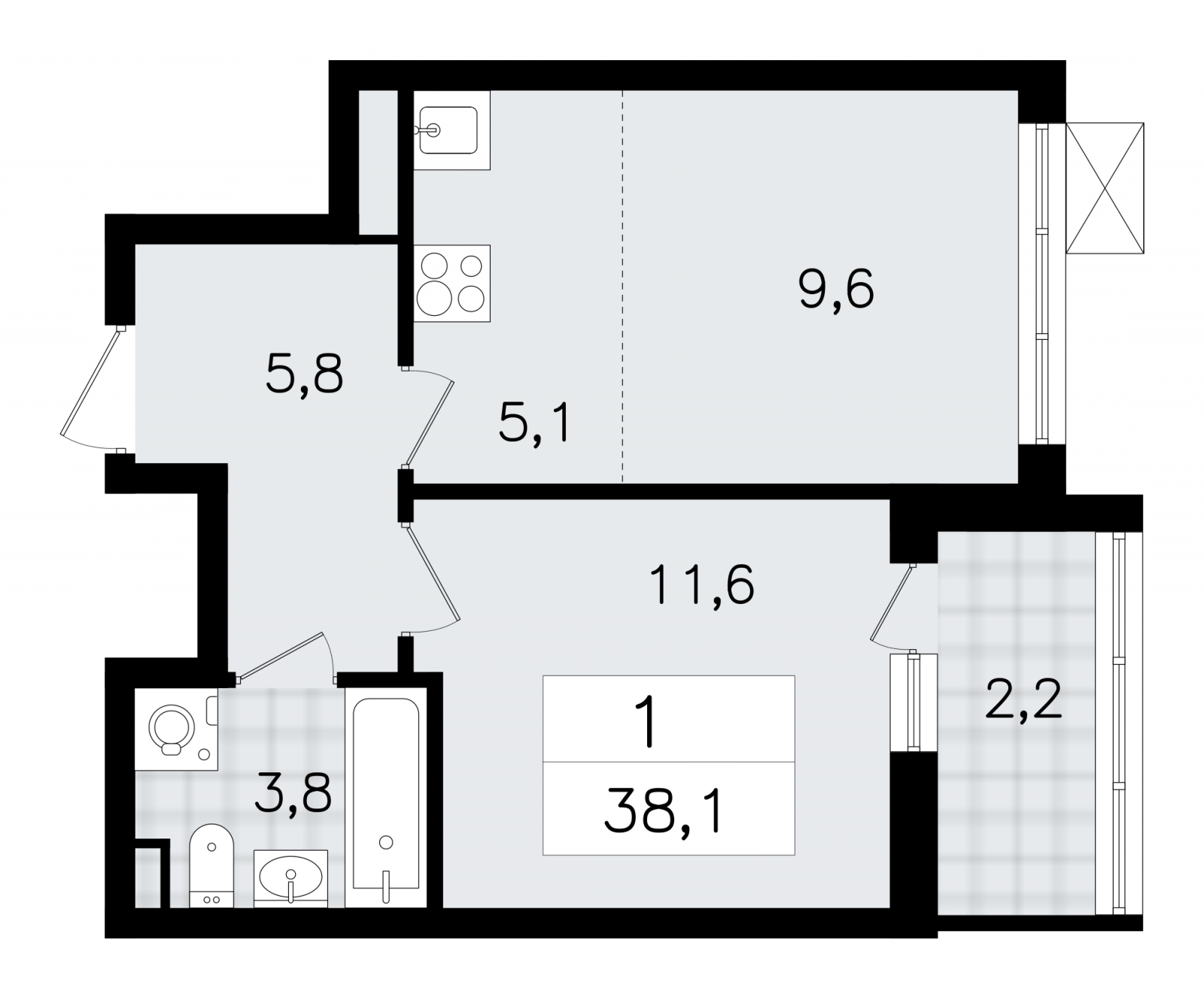 2-комнатная квартира с отделкой в ЖК Преображенский на 8 этаже в 4 секции. Сдача в 3 кв. 2026 г.