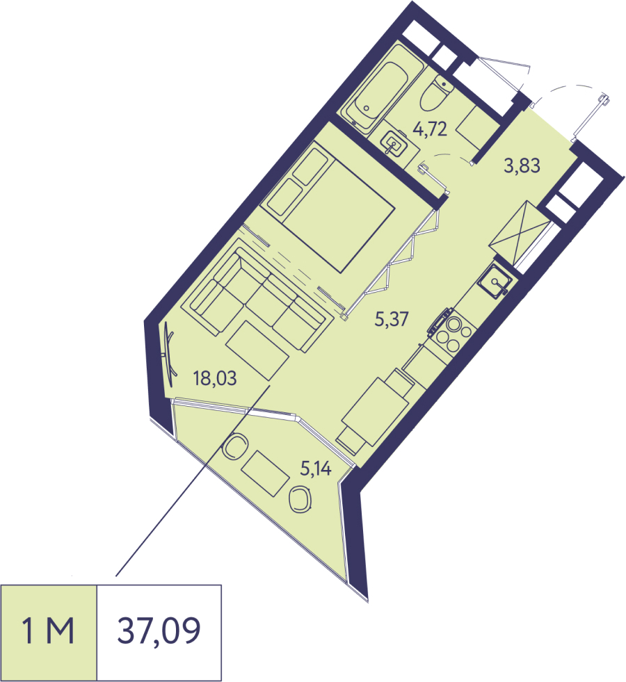 2-комнатная квартира в ЖК Приморский квартал на 3 этаже в 5 секции. Сдача в 2 кв. 2025 г.