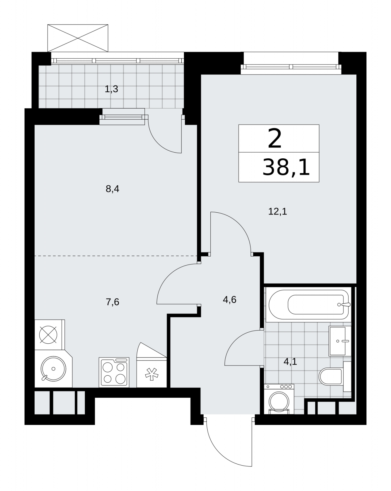 1-комнатная квартира (Студия) с отделкой в ЖК Скандинавия на 9 этаже в 1 секции. Сдача в 2 кв. 2026 г.
