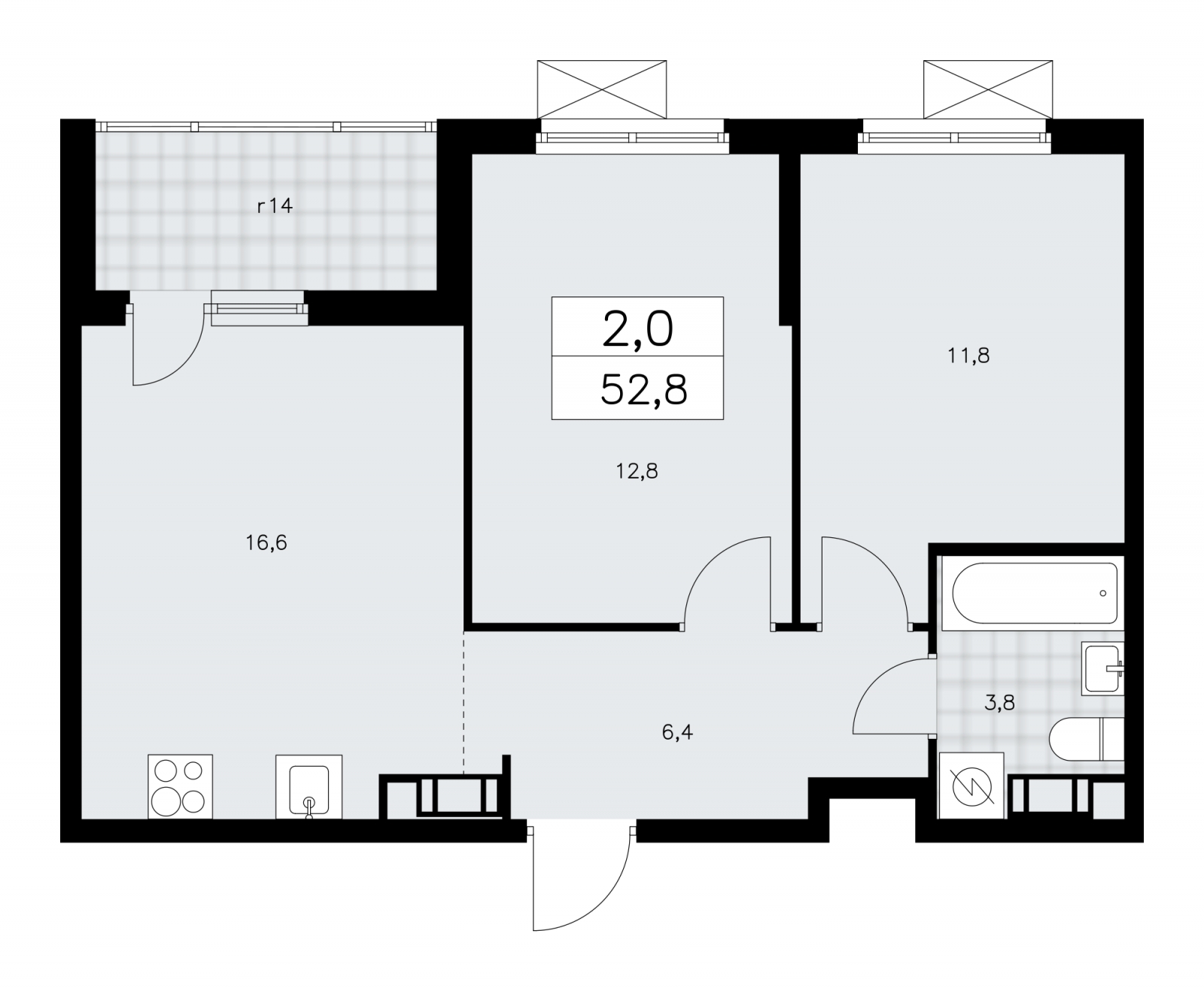 2-комнатная квартира с отделкой в ЖК А101 Всеволожск на 10 этаже в 2 секции. Сдача в 3 кв. 2025 г.