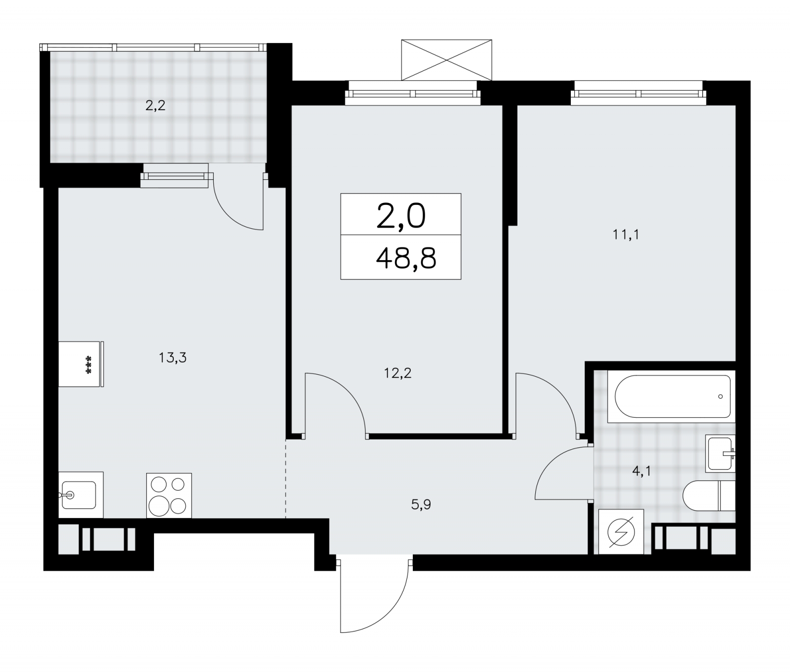 2-комнатная квартира с отделкой в ЖК Moments на 30 этаже в 1 секции. Сдача в 3 кв. 2025 г.