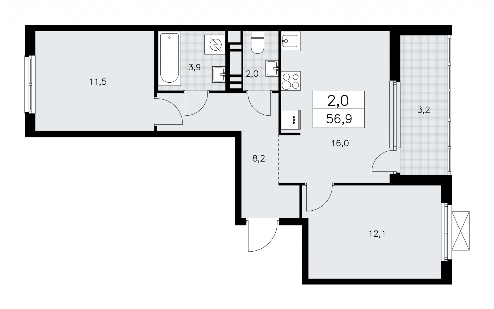 1-комнатная квартира (Студия) с отделкой в ЖК А101 Всеволожск на 2 этаже в 1 секции. Сдача в 3 кв. 2025 г.