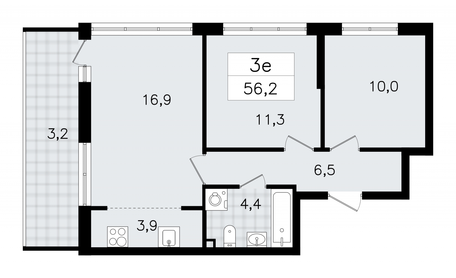 1-комнатная квартира с отделкой в ЖК Республики 205 на 3 этаже в 2 секции. Сдача в 4 кв. 2025 г.