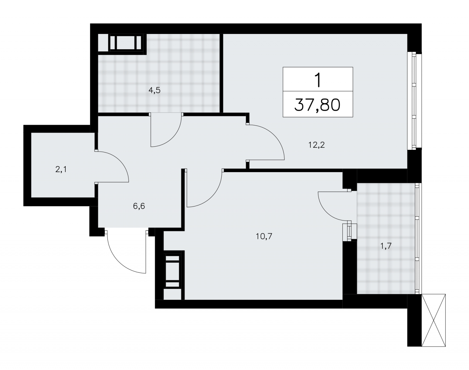 1-комнатная квартира (Студия) с отделкой в ЖК Родные кварталы на 7 этаже в 4 секции. Сдача в 4 кв. 2026 г.