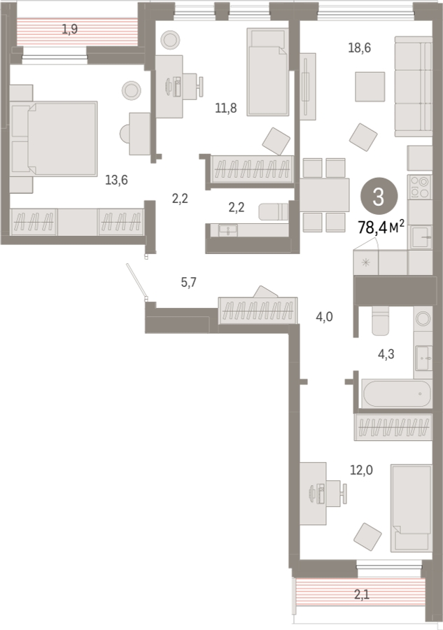 2-комнатная квартира с отделкой в ЖК А101 Всеволожск на 11 этаже в 1 секции. Сдача в 3 кв. 2025 г.