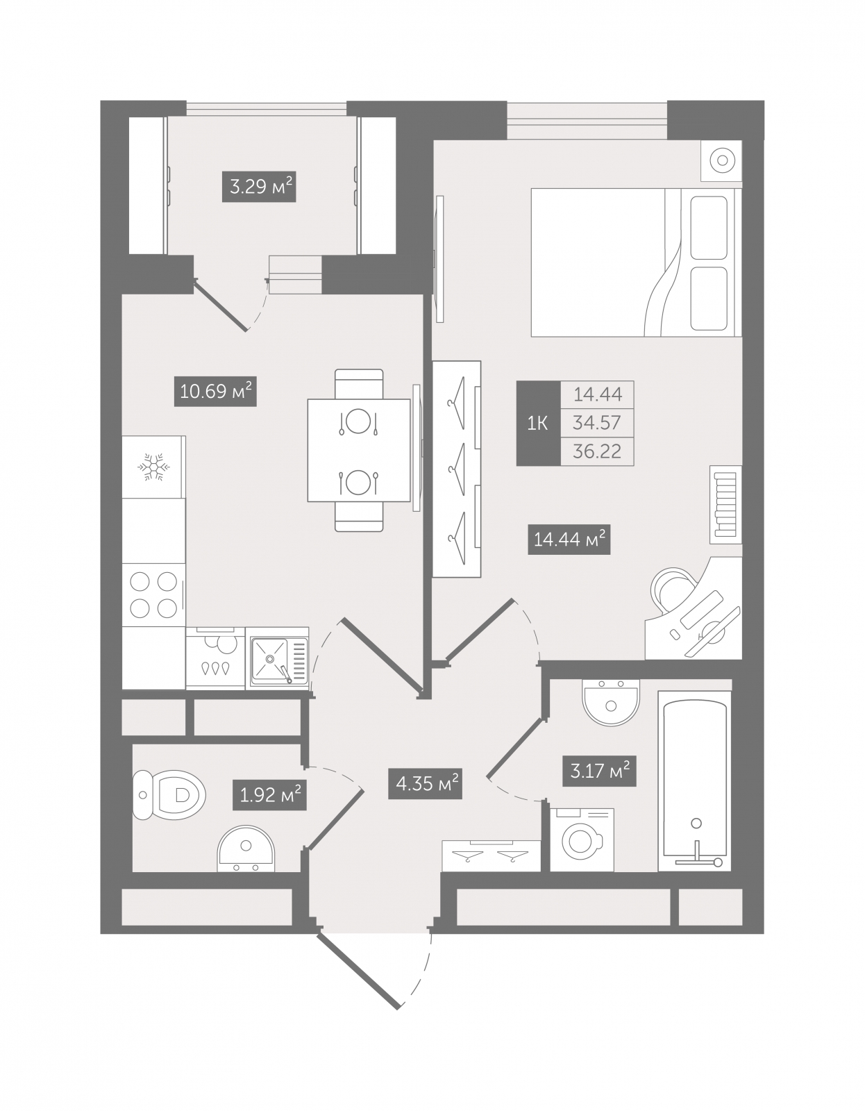 3-комнатная квартира в ЖК Родные кварталы на 9 этаже в 1 секции. Сдача в 3 кв. 2026 г.