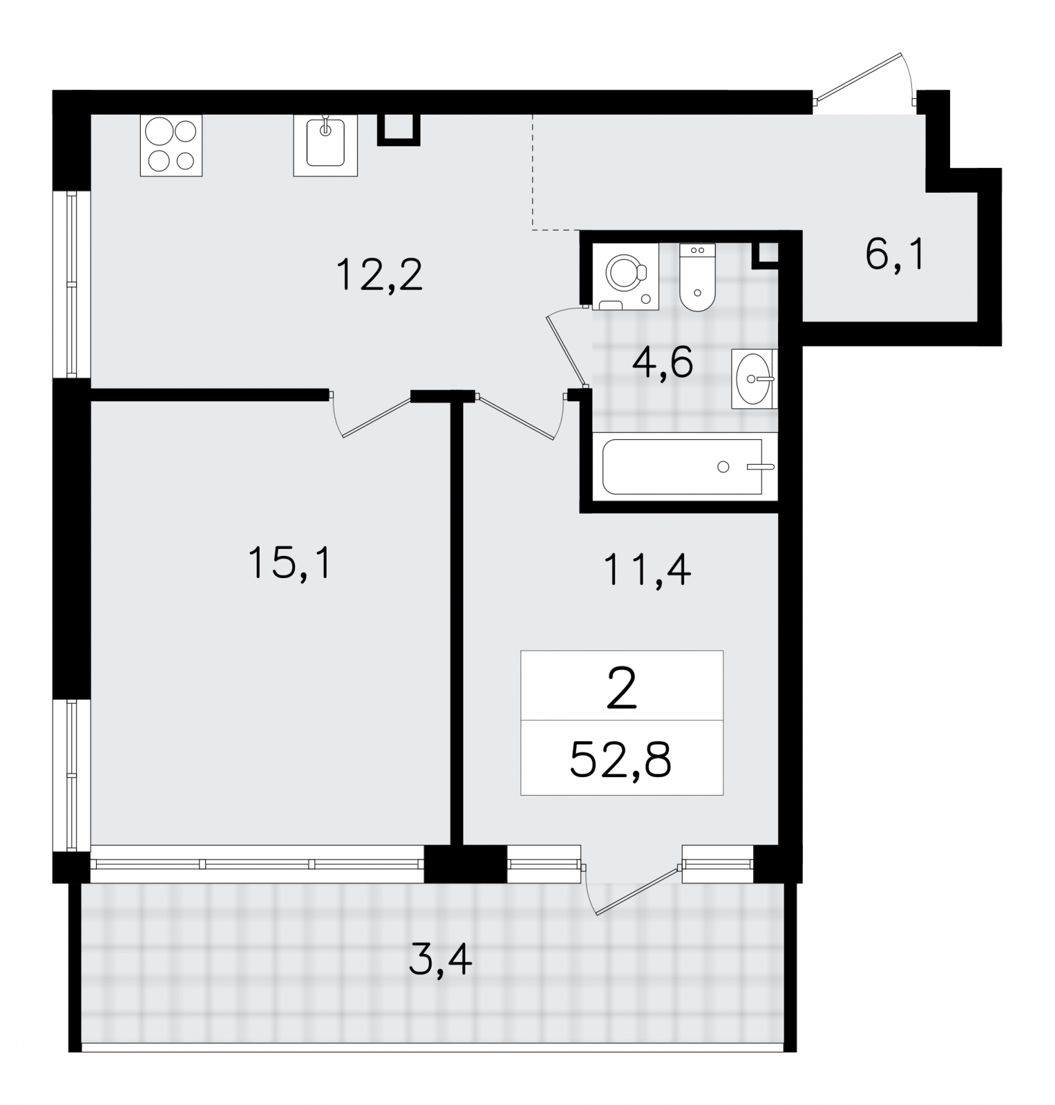 2-комнатная квартира с отделкой в ЖК Республики 205 на 7 этаже в 6 секции. Сдача в 4 кв. 2025 г.
