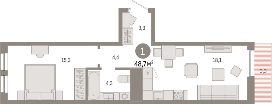 3-комнатная квартира в ЖК А101 Всеволожск на 4 этаже в 1 секции. Сдача в 3 кв. 2025 г.