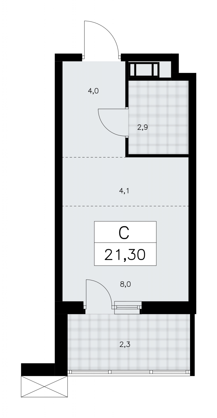 1-комнатная квартира (Студия) с отделкой в ЖК Квартал Метроном на 21 этаже в 3 секции. Сдача в 3 кв. 2026 г.